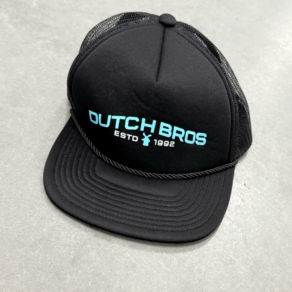 New Dutch Bros black trucker hat